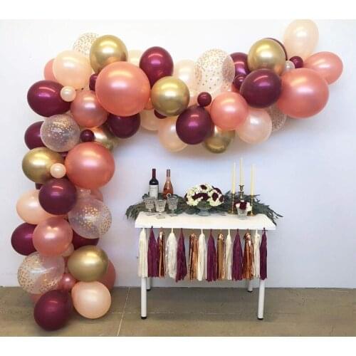 Burgundy Balloon Garland Arch Kit 102pcs/set Gold confetti peach pearl Balloon for Birthday Baby Shower Wedding Party Decoration