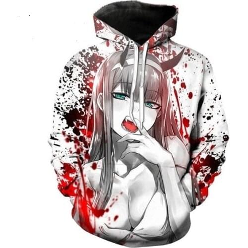 Anime DARLING in the FRANXX Cosplay Hoodie for Adults Role Zero Two 3D Printed Hooded Nice Gifts