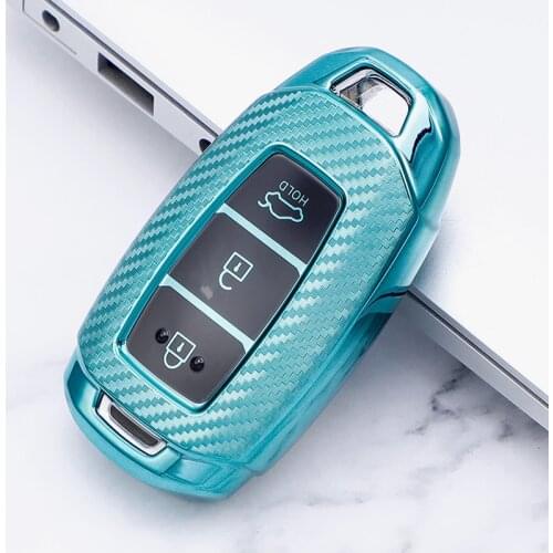 2020 TPU Carbon fiber Car Key Cover Case For Hyundai Santa Fe TM 2019 I30 2018 Solaris Azera Elantra Grandeur Accent Accessories