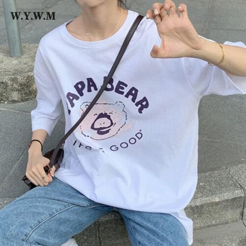 WYWM New Summer Cartoon Printed Woman Tshirts Harajuku Casual Oversized Graphic T Shirts O-neck Tees Short Sleeve Female Tops