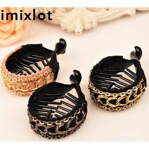 Imixlot Bohemian Twisted Link Chain Elegant Hair Clip Claws Women Chic Hair Accessories Ponytail Hold Banana Hair Crab Clips