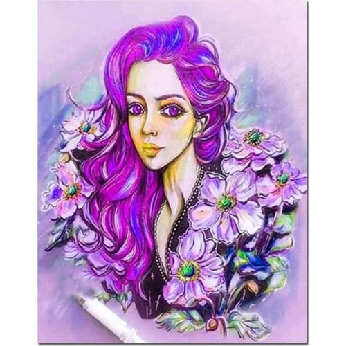 Woman Surrounded By Flowers Diy Diamond Painting Rhinestone Full Square Round Drill Diamond Embroidery Fantasy PortraitZP-4800