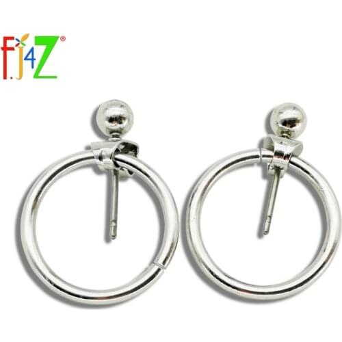 2016 New Metal Circle Earrings Fashion golden Silver Bead Opening Circle Front Back Stud Earrings for Women Brincos Bijoux