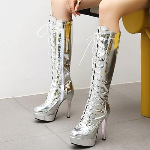 Sexy Platform Knee High Boots Women Shoes High Heels Womens High Boot New 2020 Autumn Winter Shoe Ladies Snake Print Large Size