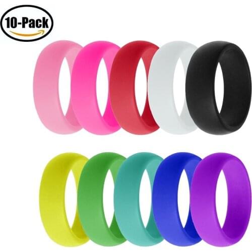 10Pcs/lot Silicone Rings rubber wedding ring men woman Curved Rings Couples Engagement Jewelry Active Sport Gym size 7 8 9 10 12