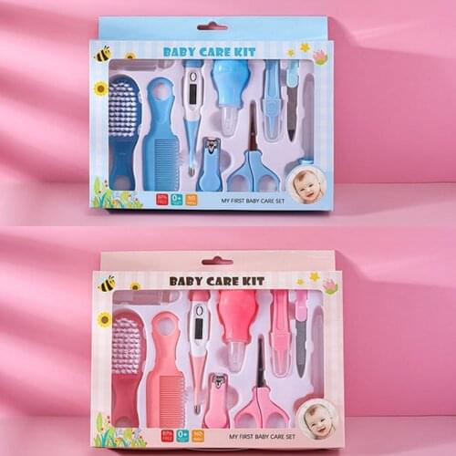 10 Pcs Newborn Baby Nail Hair Daily Care Kit Infant Kids Grooming Brush Comb and Manicure Home Set