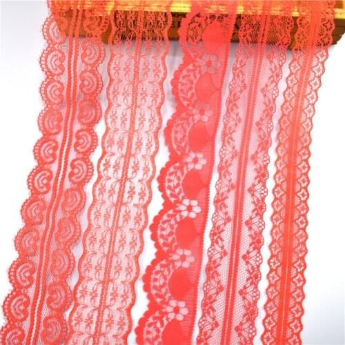 10Yards/lot Red Lace Ribbon Tape DIY Clothing Dress Jewelry Embroidered Lace Trim Ribbons Fabric Sewing Decoration Lace Applique