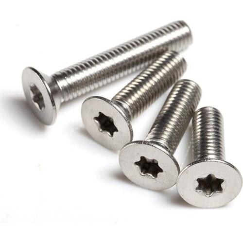 100Pcs M1.6x(3/4/5/6/8/10mm) Length Torx Screw Countersunk Head T&TX Plum 304 Stainless Steel Six-Lobe Bolts White