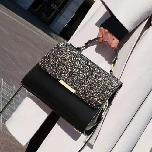 100% Cow Leather Handbags 2021 New Fashion Texture Crossbody Portable One-shoulder Crossbody Sequin Bag Purses and Handbags