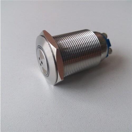 2pcs Intermittent buzzer 16mm/19m/22mm metal pulse waterproof oil band red LED lamp flashing buzzer 19-EM screw feet 12V/24V