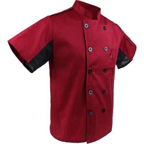 2 Pcs Five Star Chef Clothes Cotton Poly Compliments Comfortable Clothing Red