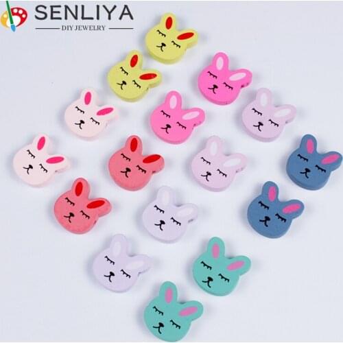 20/40/60Pcs Pick Colors Lead-free Cute Cartoon Animal Wood Beads for Baby Pacifier Chain Bracelet Necklace DIY Accessories