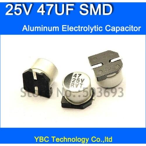 Free Shipping 200pcs/lot 25V 47UF SMD Aluminum Electrolytic Capacitor 6*5MM
