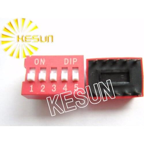 FREE SHIPPING 20PCSx China Quality DS-05 Red 5P DIP Switch 2.54mm 5 Position Encoder Switch Slide Switch
