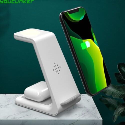 15W Qi Wireless Charger Stand 3 in 1 Fast Charging Dock Night Light For iPhone 12 11 XS XR X 8 Apple iWatch SE 6 5 4 3 AirPods