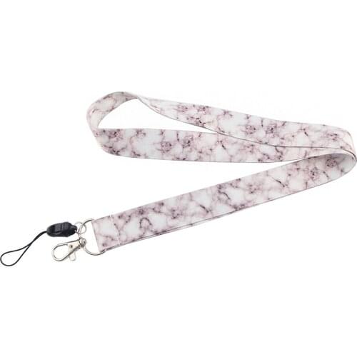 ZF2254 1pcs White Marble Keychain Tags Strap Neck Lanyards For Keys ID Card Pass Gym Mobile Phone USB Badge Holder DIY Hang Rope