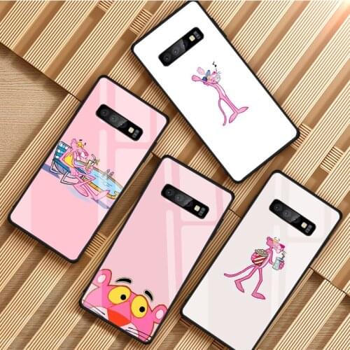 Pink Panther lovely Tempered Glass Phone Case For Samsung Galaxy S8 S9 S10 S20 PLUS J8 J6 J4 2018 NOTE 8 9 10 Cover Shell