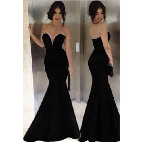 Black Sweetheart Evening Dress Long 2019 Fashion Sweep Train Mermaid Formal Evening Dresses Party Gowns Vestidos De Fiesta Abiye