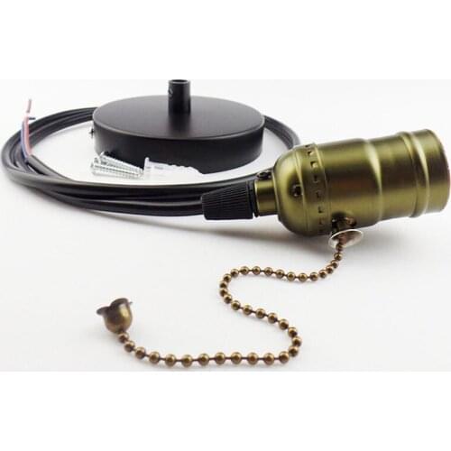 Chandelier Lamp Holder Edison Antique Chandelier E27 Screw Lamp Bases for Bar Tea House Retro Lamp Zipper Hanging Line