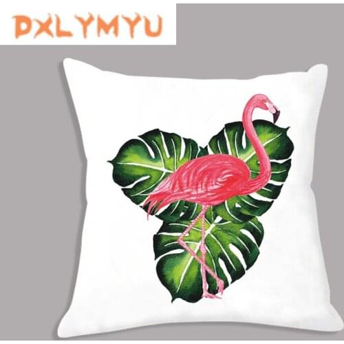 Throw Pillow Flamingo Seat Back Cushion Tropical Plant Leaves flower Print Decorative Plush Cushion for Sofa Bed Car