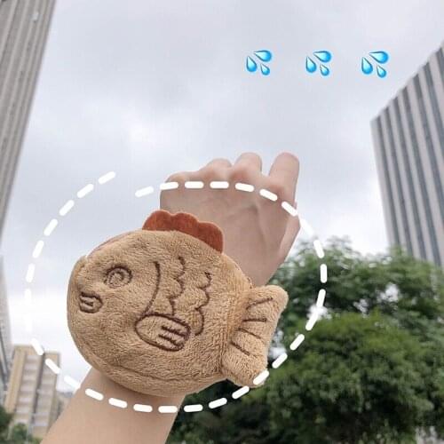 Flannel Soft Fish Coin purse Embroidery Brown Korea Girls Mini Money Bag Key Case Card Holder Wrist Bags Pendant For Girl Bag