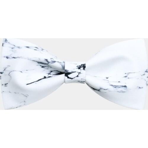 Fashion Mens Creative Bow Tie, Neck Tie, White Marble Stone Pattern, Personal Unqiue Gift for Wedding Party Casual Dress