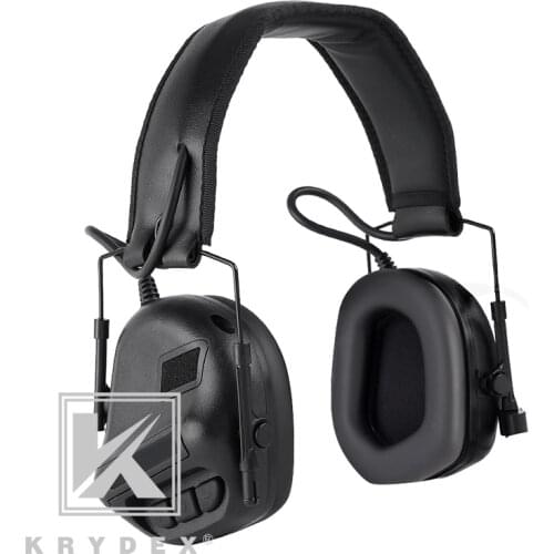 KRYDEX IPSC Communication Headset Peltor Comtac Noise Reduction Headphone For Tactical Shooting Hunting Military Activities BK