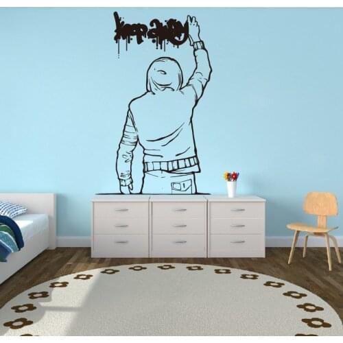 Keep Away Graffiti Urban Youth Teen Wall Sticker Boy Room Kids Room Graffiti Keep Away Quote Wall Decal Bedroom Vinyl Decor