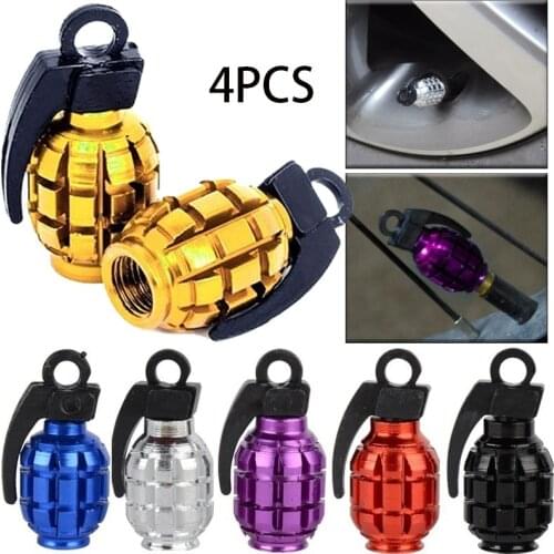 4pcs Universal Grenade Tire Valve Caps for Car Motorcycle Bike Aluminum Valve Stem Cap Valves Car-styling Parts Auto Accessories