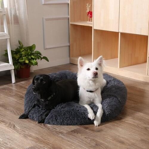 Round Dog Bed Plush Comfortable Kennel Mat Super Soft Puppy Cushion Fully Sleeping Sofa Pet Products For Large Cat Trend in 2021