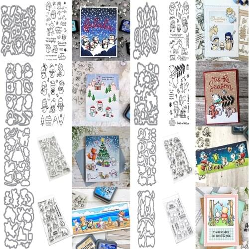 Lovely Creature Reindeer Squirrel Snowman Nativity Metal Cutting Dies With Clear Stamps Various Christmas Wishes 2020 New