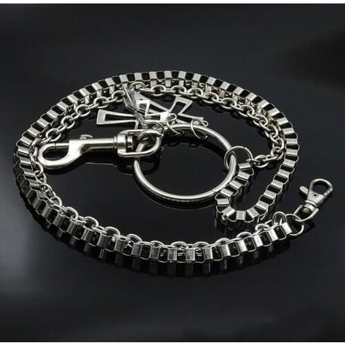 Solid Metal Punk Hip-hop Trendy Chain on Jeans Men or women Silver Metal Clothing Accessories pants Chain Metal belt on trousers