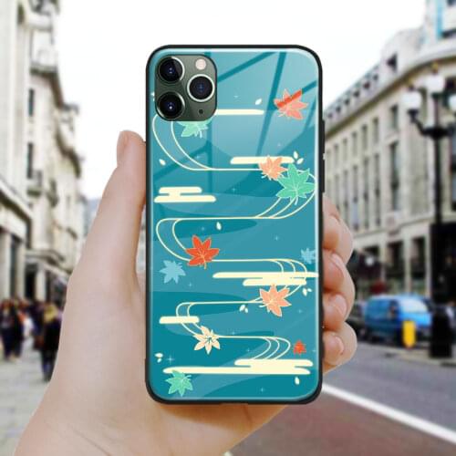 Kazuha leaf Genshin Imapct Soft Silicone Glass Phone Case Cover Shell For iPhone SE 6 6s 7 8 Plus X XR XS 11 12 Mini Pro Max