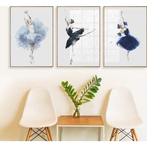 5D DIY Poured Glue Diamond Painting Kits Scalloped Edge Ballerina Girl Wall Art Print Canvas Painting Nordic Art For Room Decor