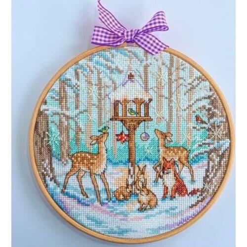 Cross Stitch Kit C1502 Winter Forest Christmas Animals Precision Print Fishxx Hand Sewing