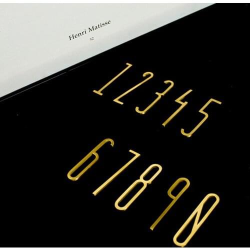 0-9 Brass Copper Alphabet Letters Adhesive Numerals Combination For House Hotel Home Door Numbers Baby Name DIY Home Decor