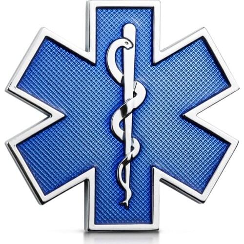 Car Sticker Emblem Badge Star Of Life 3D Chrome Fender Trunk Metal Blue Tuning Motorcycle Auto Accessories Car Decoration