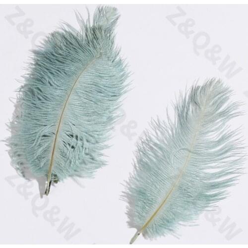 Natural 15-20CM (6-8 inches) ostrich feather dyed silver gray green 10-100PCS costume decoration DIY craft holiday party