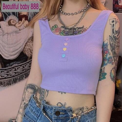 Meqeiss 2021 new spring women slim casual fitness tank tops sleeveless multicolor button crop tops stretchy female basic vest