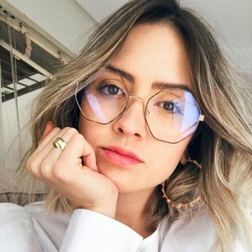 New Retro Gold Metal Spectacle Frame Points Zero Luxury Brand Polygon Eyeglasses Frame Wommen Men Clear Lens Glasses