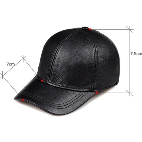 Wholesale Winter 2019 New Fashion Genuine Leather Baseball Caps 9 Panel Keep Warm Cowhide Hats Men Women Bone Casquette