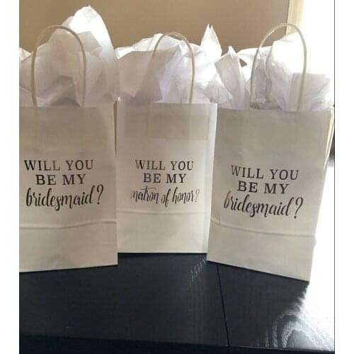 Personalized text name wedding bridesmaid proposal gift bags customize maid of honor Bachelorette favor bags bridal shower decor