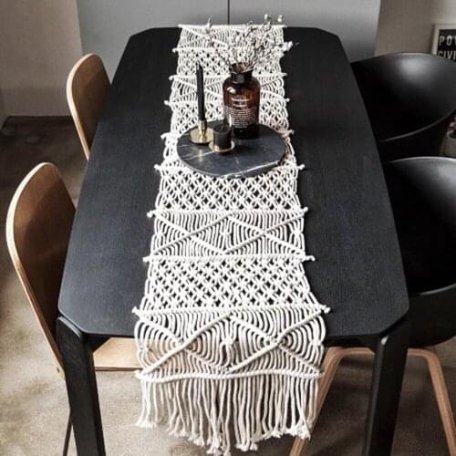Hand Woven Rectangle Table Cloth Nordic Style Wedding Banquet Party Home Decoration Tablecloth Cotton Rope Knitted Table Runner
