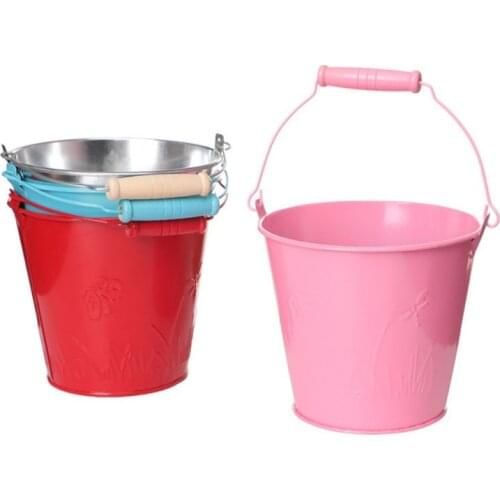 Outdoor Beach Bucket Shovel Metal Iron Bucket Sand Toy Container Water Bucket Tools For Children Boys
