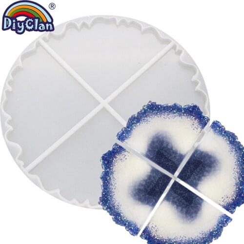Agate Coaster Silicone Mold For Epoxy Resin Stone Making Resin Decorative Plate Craft Transparent Mould For Tray