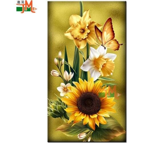 Rhinestone Painting Flower Decor Diy Diamond Painting"Sunflower Butterfly Landscape"3D Cross Stitch Pattern Diamond Embroidery