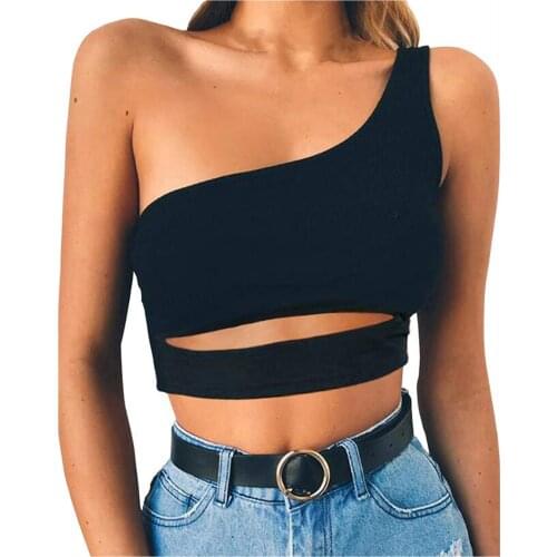 Tops Women Ladies Sexy One Shouler Sleeveless Crop Top Ladies Casual Sexy Bra Slim Short Camis Tank Vest Жилетки Для Женщин #YJ