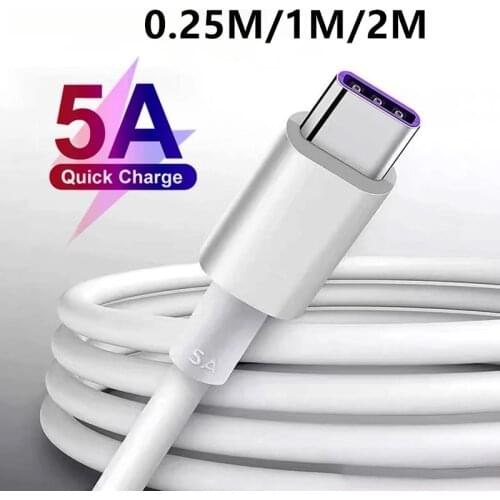 5A Type-C USB Charger for Samsung Galaxy A50 S20 A51 A71 5G 0.25M/2M/1M Fast Charging Cable for Huawei maten 10 20 30 40 pro p40