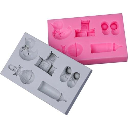 Duck Bottle Nipple Alphabet Block Shoes Baby Toy Series Silicone Mold Fondant Cake Decorating Tool