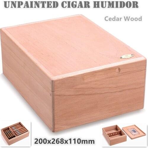 200x268x110mm CedarWood Cigar Humidor Unpainted Storage Cigar Moisturizing Case Natural Wooden Color Simple Cigarette HumidorBox